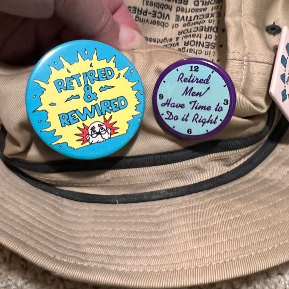 RETIRED but REHIRED Men's Novelty Hat with Buttons - Picture 5 of 7
